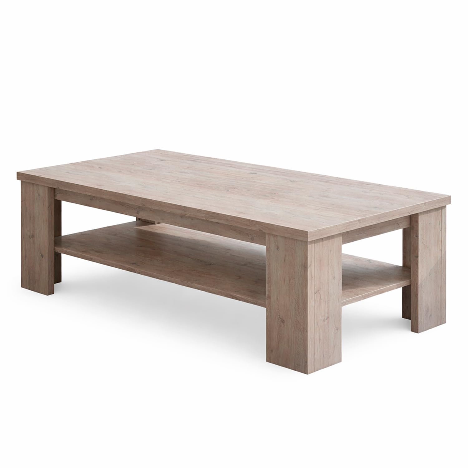 Arreditaly Tavolino Da Caffè Con Ripiano Inferiore E Vano A Giorno Tavolo Basso Moderno Design Elegante Minimal Per Soggiorno Salotto Zona Living Struttura Resistente 41 x 130 x 67 Cm (Rovere Alaska)