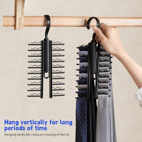 2 Stück Krawattenhalter, Verstellbarer Krawattenbügel mit Rutschfestem Clip Krawatten Aufbewahrung 360° Drehbar Tie Belt Rack Organizer für Krawatten Gürtel Schals Seidenschals