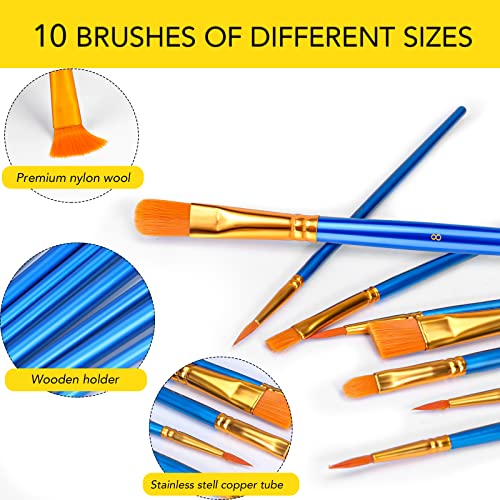 Esrich Acrylic Paint Set,Painting Supplies Kit, With 12Colors Acrylic Paints, 10Paint Brushes,2Canvas Panels,Easel,Painting Kits For Kids And Adults , Art Paint Set For Artists And Beginners #TOP1