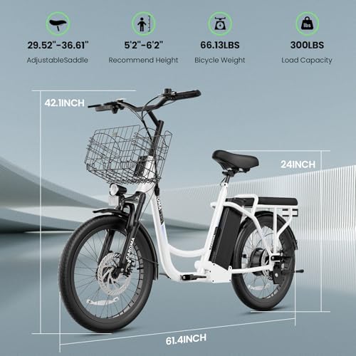 Image of Caroma Peak 1200W Electric Scooter with Seat, 20 inch Tires,30Miles&20MPH | All Terrain E Scooter with 2 Seats,Adjustable Electric Scooter for Adults with Basket,Adult Electric Bicycles Style Scooter
