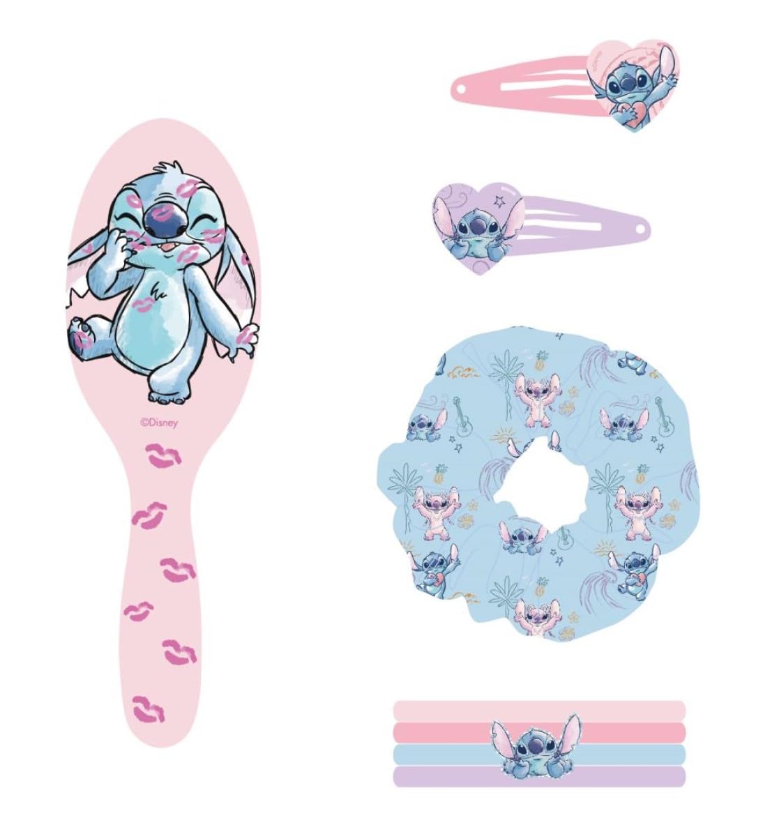 Stitch Children's Beauty Set, Multi-Coloured, Ideal to Surprise Your Little Ones, Includes 1 Fabric Scrunchie, 4 Scrunchies