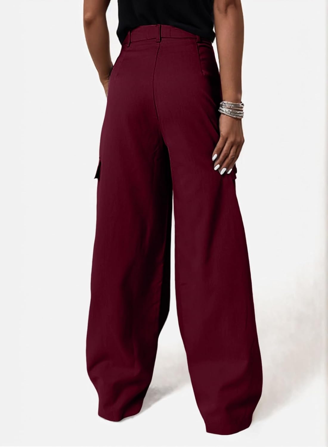 Dokotoo Womens High Waisted Wide Leg Cargo Pants Baggy Casual Work Pants with 4 Pockets - Image 5