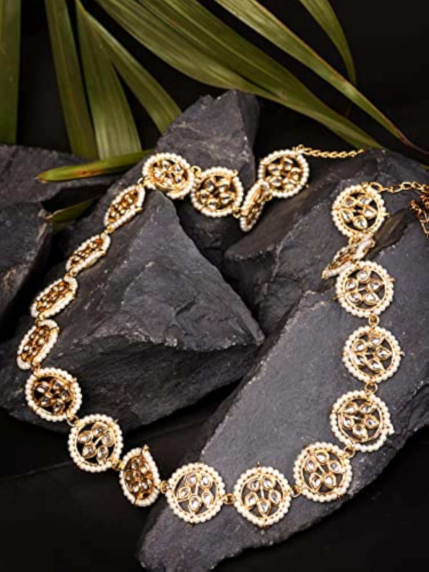 Kemp Stone Studded Pearl Beaded Kamarbandh, Elegant Design