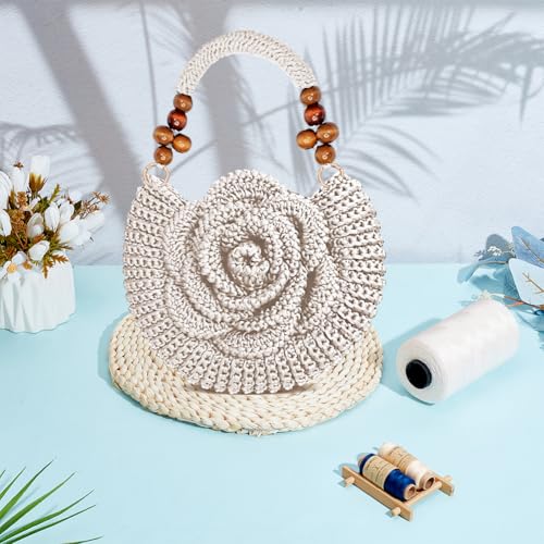 Image of ACRNIGHEET Crochet Kit for Advanced or Experienced Beginners Adults Crochet Purse Bag for Women DIY Bag Making Kit with Step-by-Step Tutorials Boho Style Gift for Friends (Pearl White)