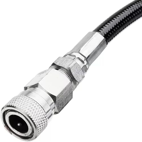 Miniatura 27 de Manguera de llenado de paintball de 4500psi Extensión de látigo de acero inoxidable Estación de llenado de aire y sistema de carga (10 pulgadas)