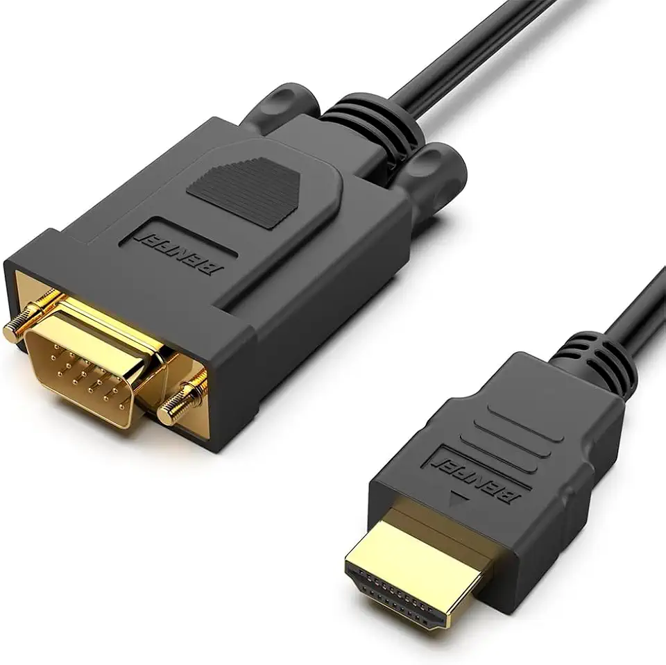 Cabo Conversor HDMI para VGA 0,9M (3 ft), 1080p, Chipset Integrado, Conectores Banhados a Ouro, para Notebook, PC, Laptop, Monitor e Projetor, Unidirecional 000282black