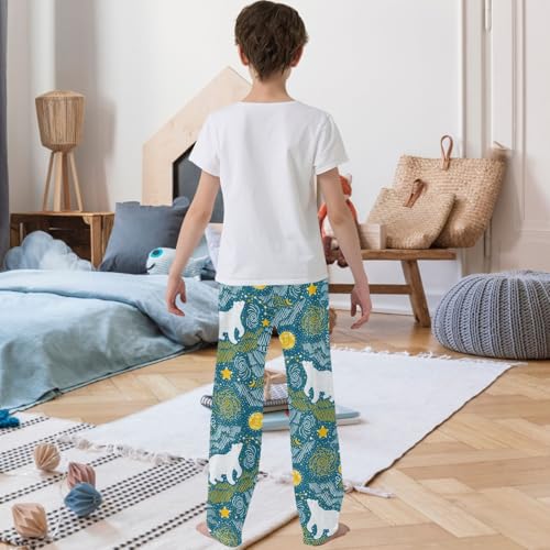 Boy's Pants Polar Bear Moon Star Galaxy Jogger Pants Elastic Waist Long Bottoms Trousers with Pockets 6-14 Years3