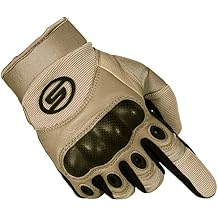 Seibertron Carbon Fiber Hard Knuckle Sheepskin Palm Motorcycle Gloves Khaki XL