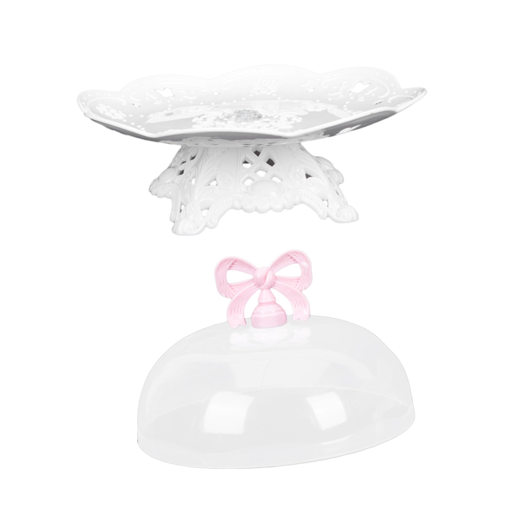 STOBAZA 1 Set Dessert Cake Stand Appetizer Serving Tray Cake Stand and Dome Fruit Decor Cake Stand Holder Cupcake Display Tray Dessert Display Stand Clear Cake Stand Fruit Candy Abs White