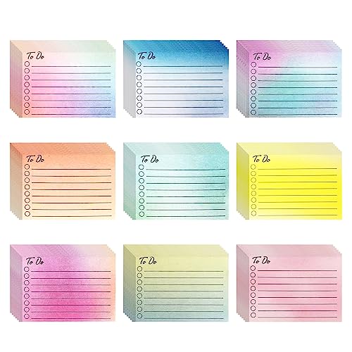 450 Blätter To Do Liste,9 Farben Haftnotizen Set,10 * 7cm Selbstklebende Klebezettel,Bunt Linierte Sticky Notes,Haftnotizen Notizzettel,Tagesliste Notizblock für Büro Zuhause Schule