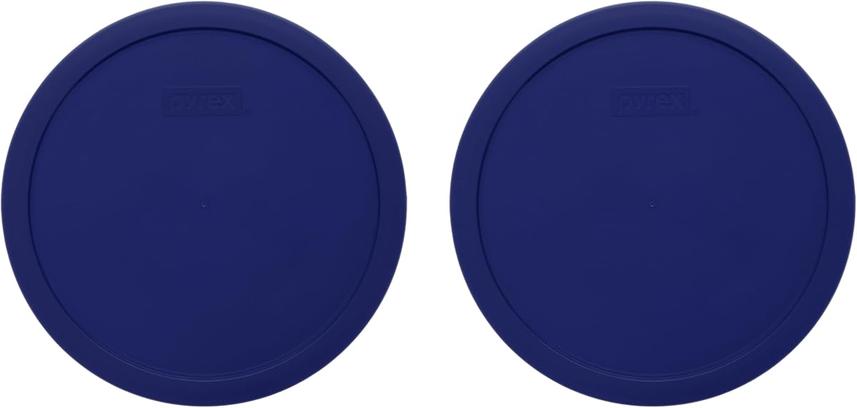 Pyrex 7403-PC 10-Cup Navy Blue Mixing Bowl Food Storage Replacement Lids (2-Pack) - Made in USA | BPA Free Plastic Construction | Non-Porous Surface | Odor Resistant Design | Microwave Freezer Refrigerator Safe