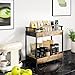 KLM Countertop Coffee Station Organizer, 2 Tier Wooden Shelf for Coffee Bar Accessories, Condiment Storage Caddy for Kitchen, Bathroom Counter Organizer, Home, Office - Brown