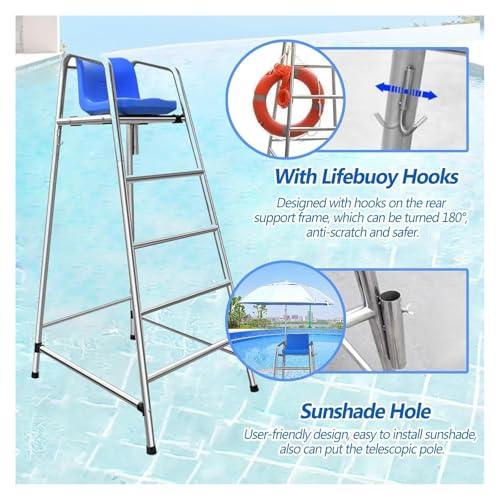 Silla de Socorrista para Piscina Alta 4 Escalones 180cm miniatura 5