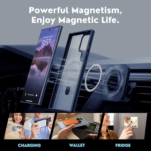 Image of AIBEX Back Cover OStand for Samsung S26 Ultra 5G MagSafe Compatible | Ring Kickstand with Magnetic Alloy Ring Metal | Wireless Charging Support | Scratch Resistant Slim | Armor Protection Case - Blue