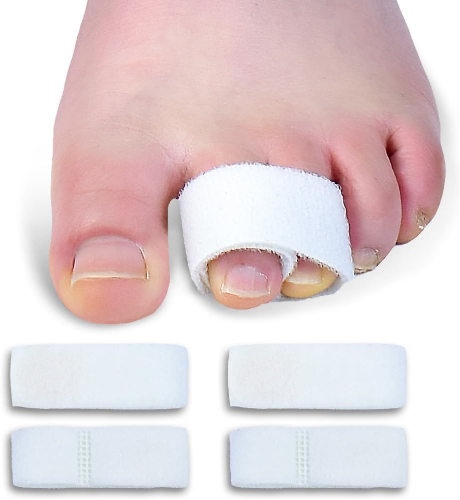 Hammer Toe Straightener, Broken Toe Splint & Buddy Wraps 4 Count, Toe Support Brace for Bent Toes, Toe Alignment Support, Alternative to Buddy Tape for Women & Men