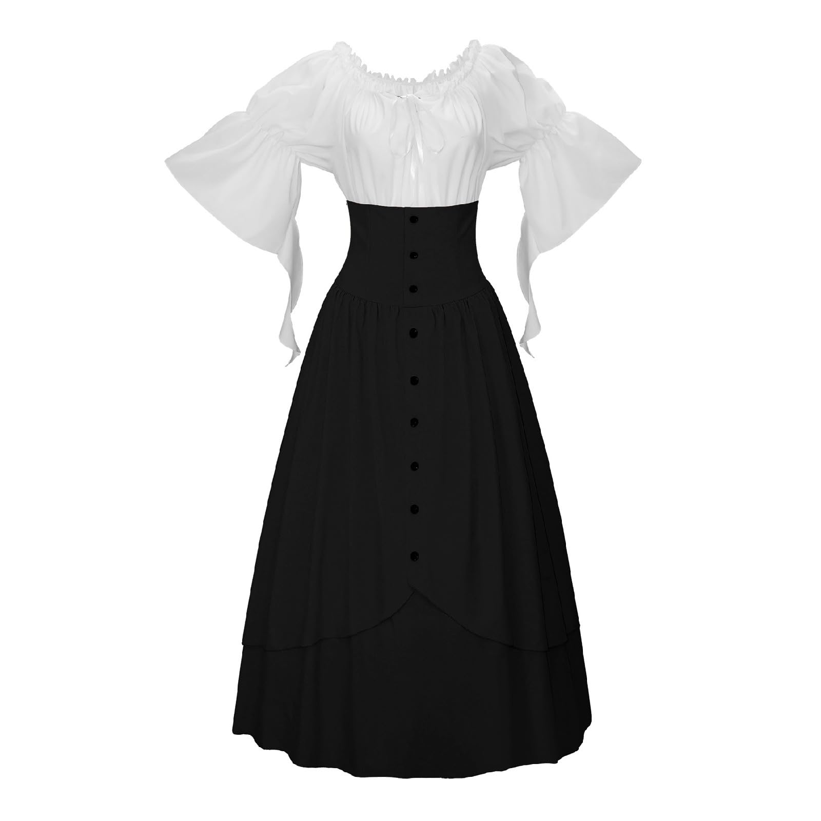 Mittelalter Kleidung Renaissance Kleid Retro Gothic Cosplay Outfit Maxi | Corsagenkleid, Hohe Taille Kostüm, Figurbetontes Kleid, Viktorianisches,Königinnenkleid, Knöpfen, Karneval Halloween Kostüm