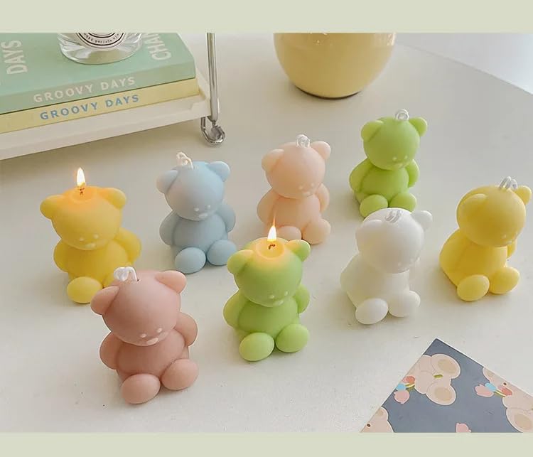 Aile Craft Scented Teddy Bear Candles - Handmade Mini Aromatherapy Soy Wax Bears for Home Décor, Diwali, Birthdays, Weddings - Multicolor [Pack of 6]-image-7