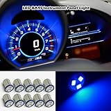 Partsam 10pcs BA9s LED Bulb Blue 3-SMD Car Light Kit for Instrument Panel Gauge Cluster 1815 1895 57 53 Lamps