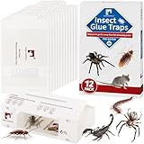 LULUCATCH Mouse Traps, 12Pack Pre-Baited Sticky Mouse Traps Indoor for Home, Non-Toxic Bulk Sticky Pads, Glue Traps for Rats, Bugs, Spider, Mice, Cockroach, Pet Safe, Easy to Use