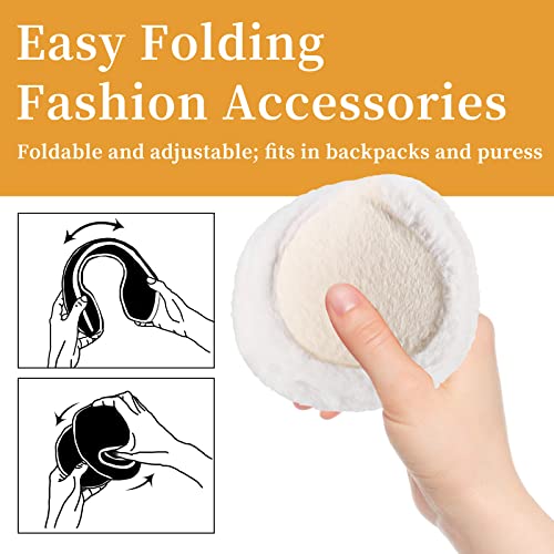 Topzgleey Winter Earmuffs For Women Girls, Faux Furry Soft & Warm Earmuffs Cute Foldable Outdoor Ear Warmers -Ear Covers For Cold Weather(White) #TOP5