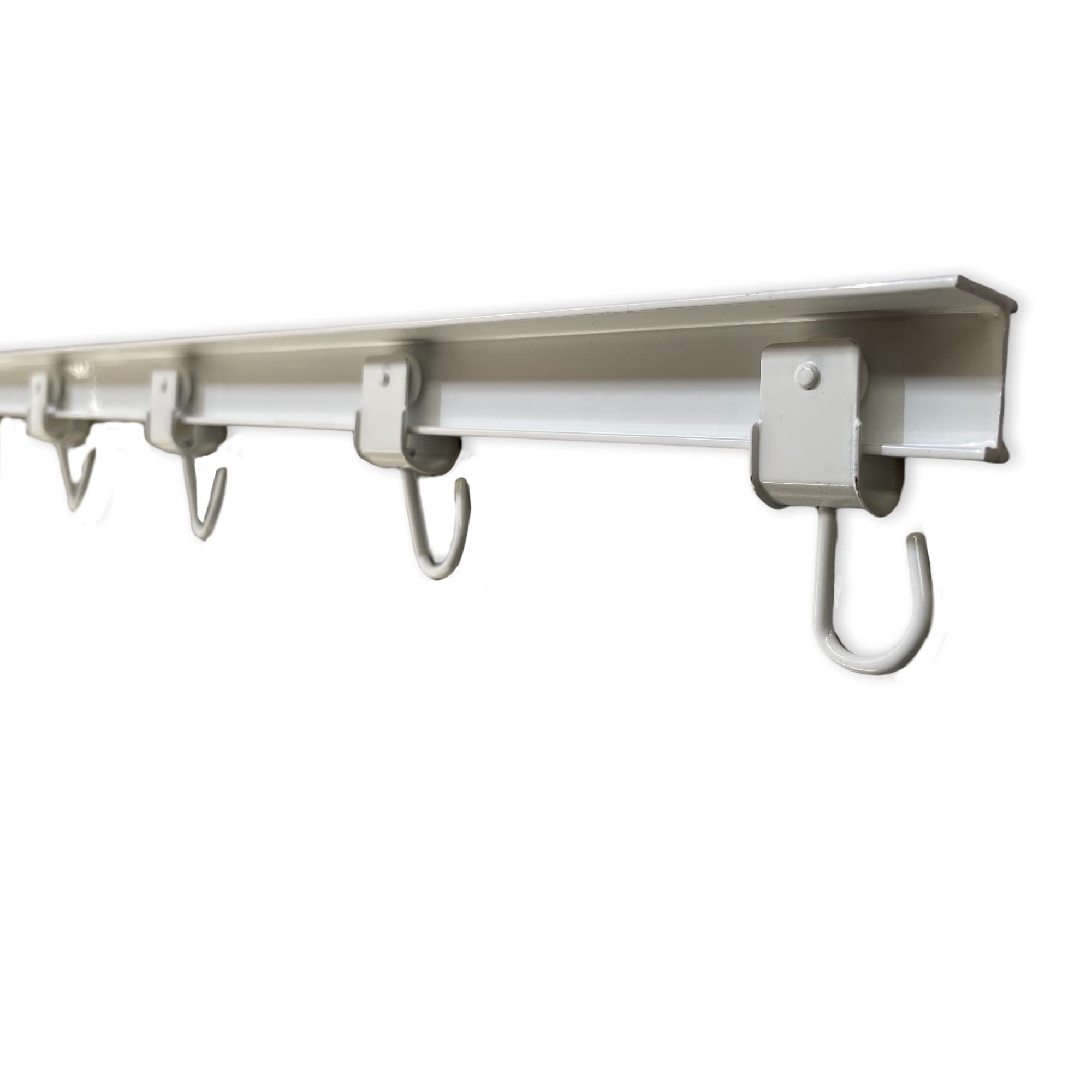Teletoldo Kit Riel de Aluminio para Cortina Exterior (2,00 m) + 9 Poleas | Montaje a Techo | Blanco Lacado | Ideal para Toldos, Porches y Pérgolas