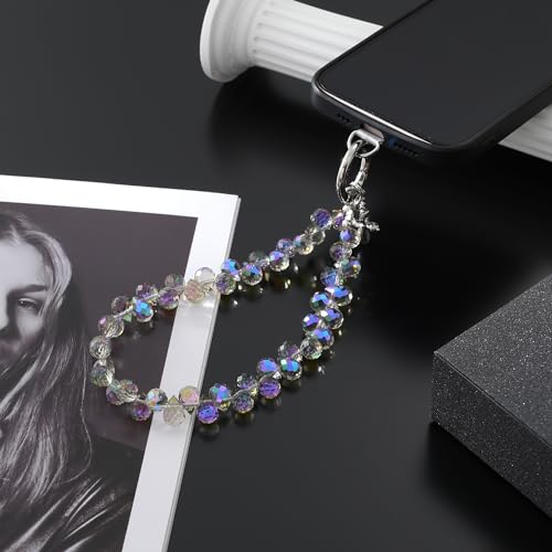 richginker Sparkling Beaded Phone Wrist Strap with Box, D-Light Purple - image 3