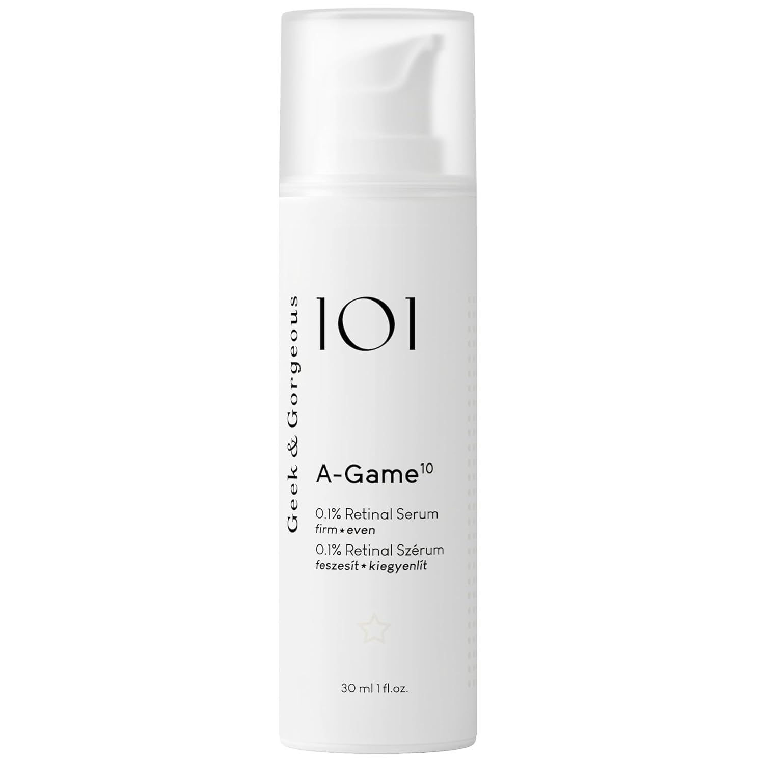 Geek & Gorgeous A-Game 10 0.1% Retinal Serum – High-Strength, Silky, Lightweight Anti-Aging Care for All Skin Types, Especially Oily & Combination, 30ml