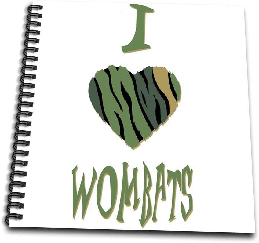 3dRose Camo Coloured Striped I Love Wombats - Mini Notepad, 10cm by 10cm