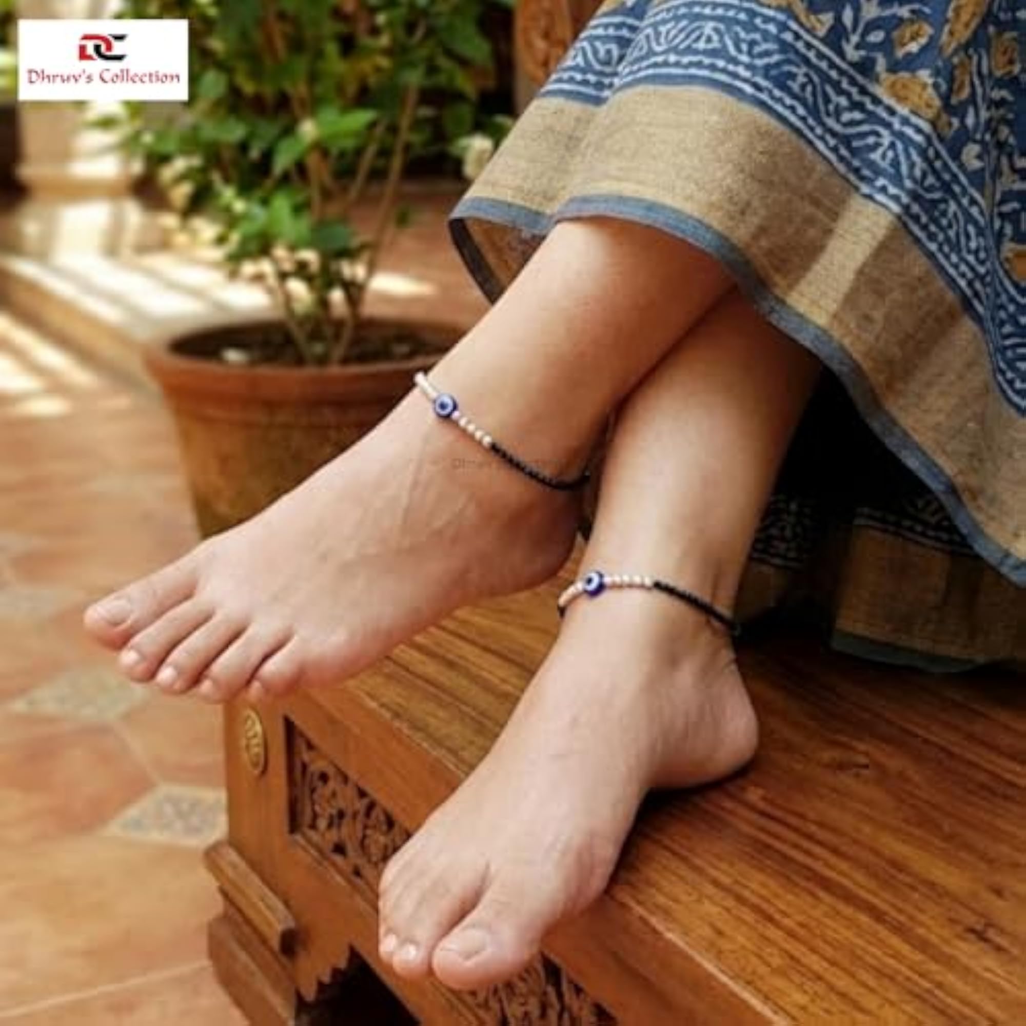 925 Sterling Silver Nazariya Evil Eye Anklet for Women