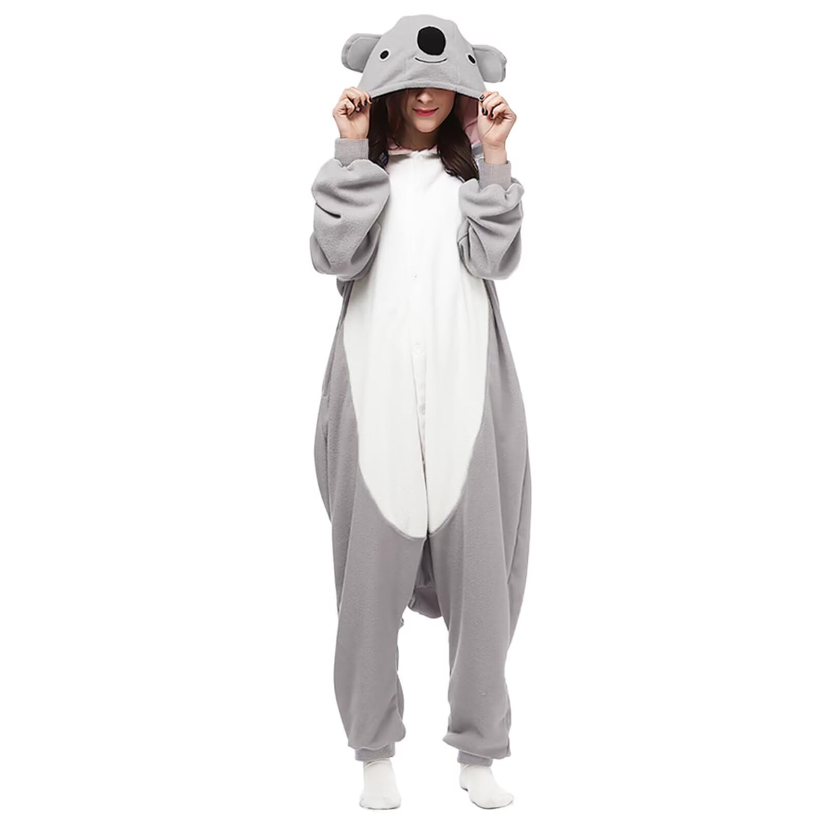 Silver_river Women Men Hooded Onesies Grey Koala Jumpsuit Loungewear Halloween Pyjamas Costume, Lty54grey, S — image 1