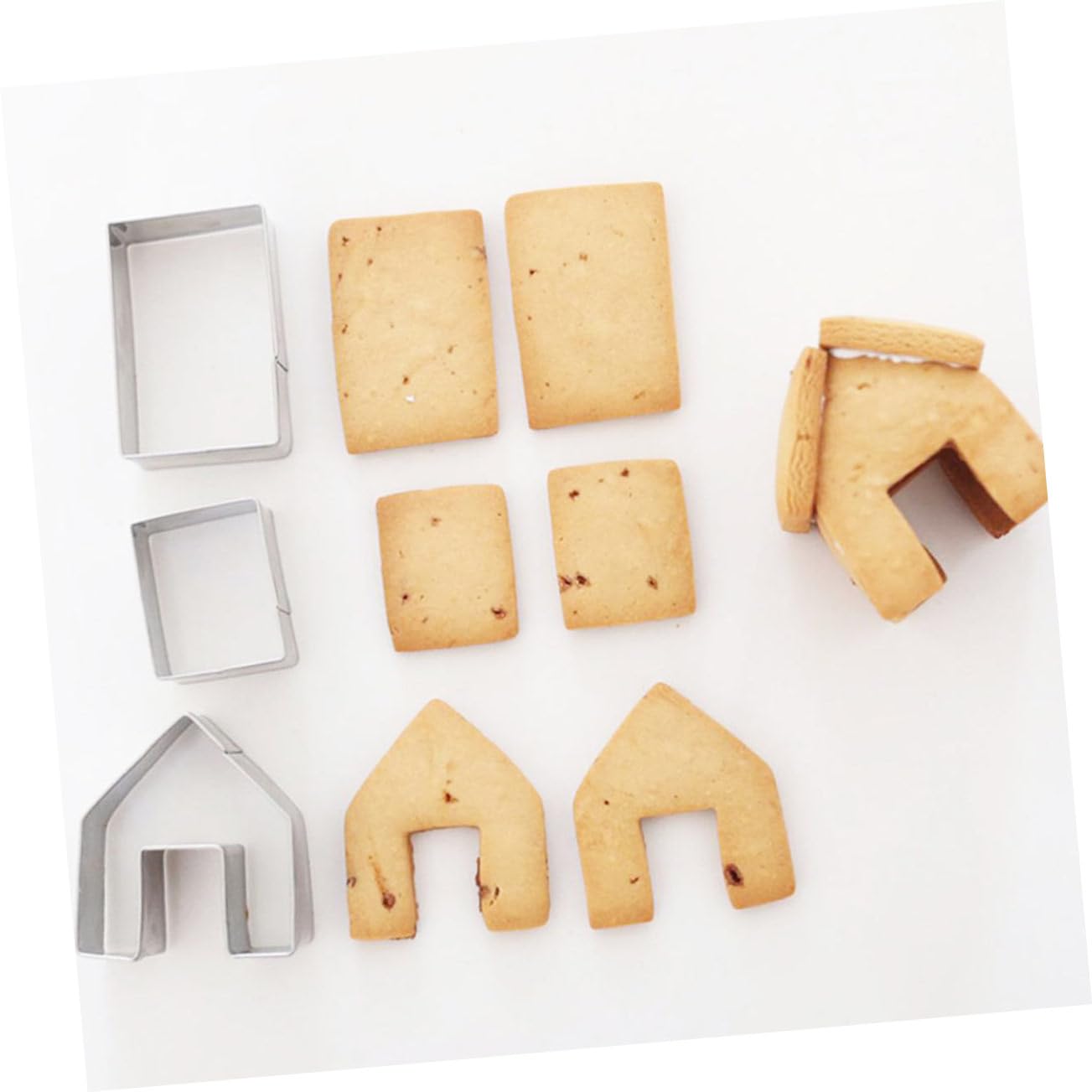 5 Juegos Cortadores de Galletas Navideñas Inoxidable Moldes para Bizcochos y Fondant Aptos para Repostería y Decoración DIY Casa o Pastelería Profesional