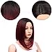 AISI HAIR Synthetic Bob Wig Ombre Short Cosplay Costume Wig Straight Burgundy Wigs for Black Women Two Tone Dark Roots Wig Heat Resistant Fiber Wig