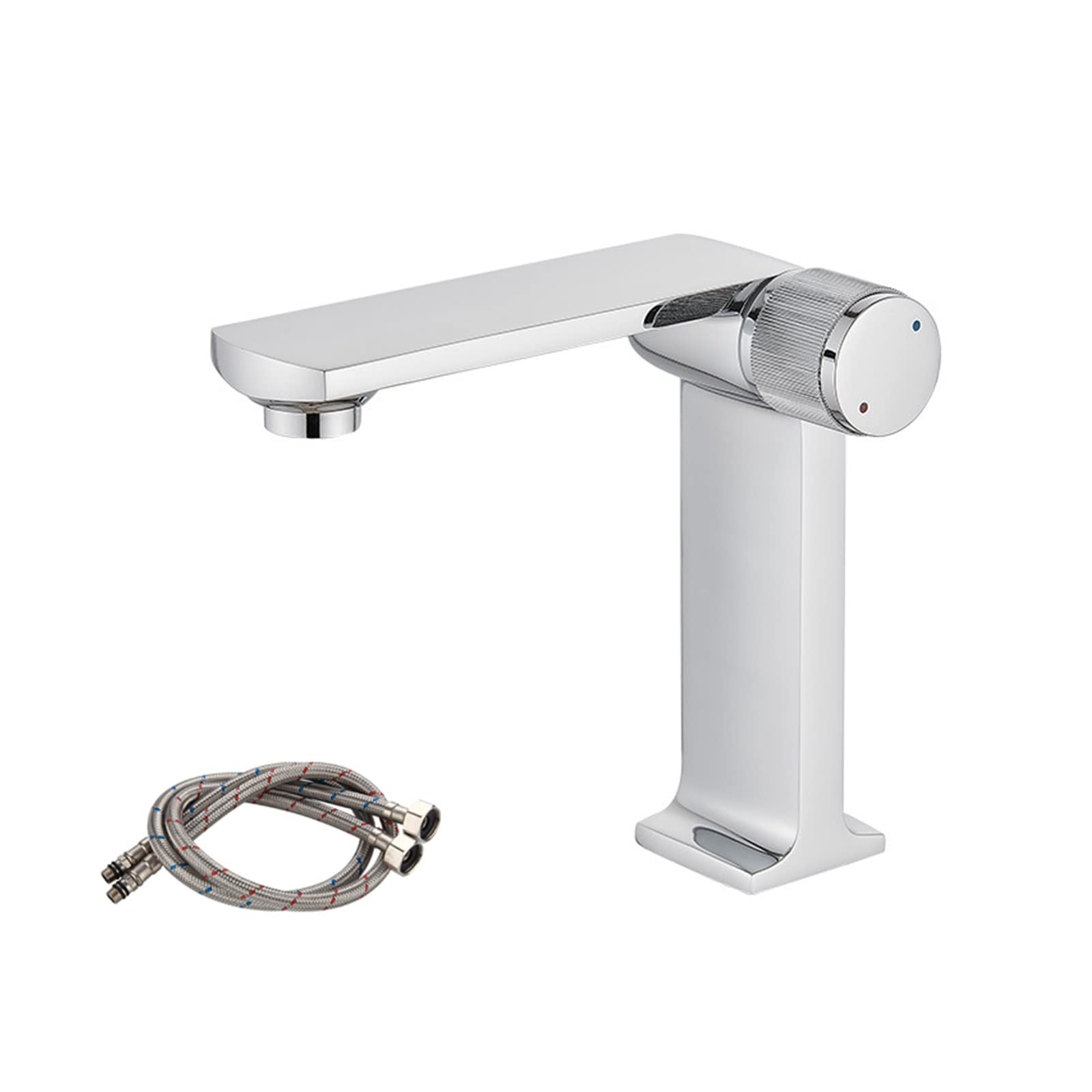 Mitigeur de lavabo haut de gamme en laiton massif chrome pour vasque moderne