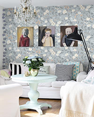 CiCiwind Selbstklebende Tapete Blumen 39×300CM Vintage Möbelfolie Grün Blatt Blume Tapeten Wasserdicht Klebefolie Schlafzimmer Wohnzimmer Wand Möbel Vinyl Wandverkleidung