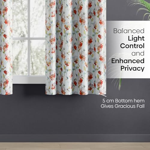 Image of haus & kinder Blackout Window Curtains 5 Feet Long Pack of 2 Window Curtains, 5 Feet Curtains for Window, 100% Room Darkening (Petal Garden, 114x152 CM)