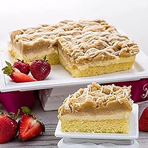 Gourmet Cheese Crumb Cake Gift Box By Dulcet Gift Baskets- Freshly Baked Handmade Moist Cheese Crumb Cake For House Warming Parties, Office Events, Gifts & More – Reusable Maroon Gift Box- 2 8×8 Cakes