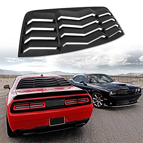 Image of Rear Window Louvers for Dodge Challenger - Rear Window Louvers for Dodge Challenger 2008-2022 2023 Windshield Sun Shade Cover Vent GT Lambo Style Custom Fit All Weather ABS (Matte Black)