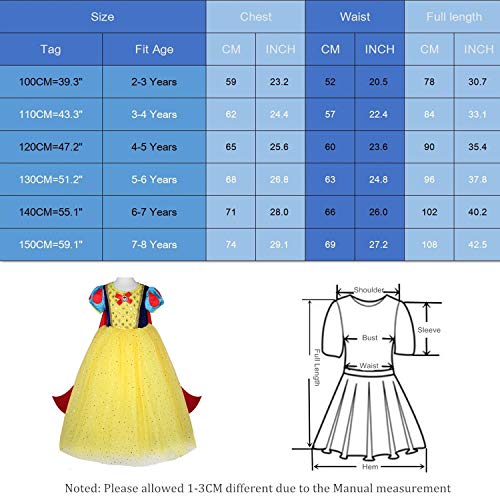 BanKids Princess Dress for Girls Costume Snow Costume with Accessories 2T 3T(100CM,E70SnowWhite) - Thumbnail 5