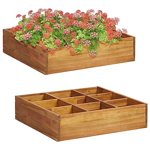 vidaXL Garten-Hochbeet für Kräuter Massivholz Akazie 60 x 60 x 15 cm