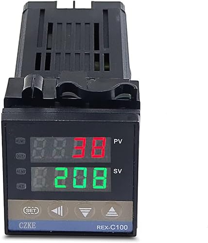 Controlador de temperatura digital PID REX-C100 de 220 V + juego de controlador PID de termopar SSR+K max.40A + disipador de calor (color  REX-C100)