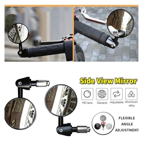 Espejo retrovisor de moto lateral gran angular punto ciego para manillar de bicicleta 2 uds 4