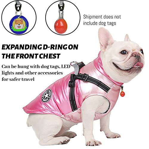 Hundemantel Winter, RosyFate Hund Warm Kleidung, Welpen Jacke, Weste Hund, Hunde Mantel Regendicht Winddicht, Hundemantel für Kleine und Mittlere Hunde (Rosa L)