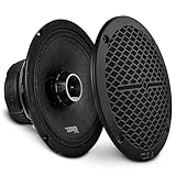 DS18 PRO-ZT Pro Audio Coaxial Midrange Speakers with Built-in Bullet Tweeter, 4-Ohms, Water Resistant - Black Metal Mesh Grill Included (1 Speaker) (8' inches)