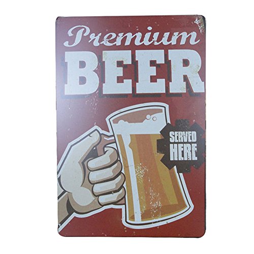 Qinlee Vintage Metal Post Bar Signo Metal Pintura Plauge Tin melden Publicidad para Home Shop-Wand-Dekor Cerveza del Mundo Retro Metal Wand-Dekoration-20 * 30 cm (Beer)
