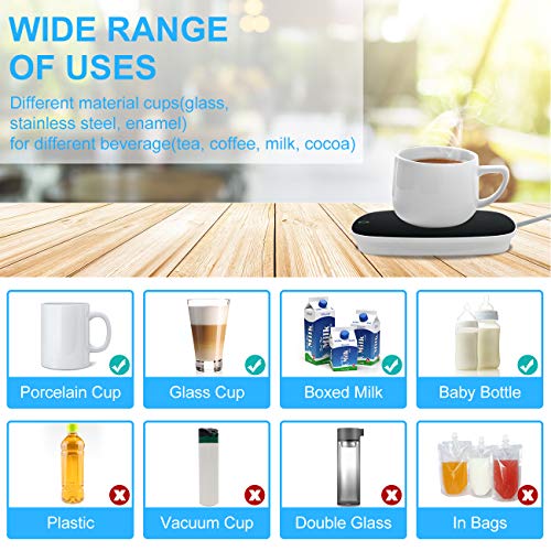 Evoio Coffee Cup Warmer, Coffee Warmer for Desk with Automatic Shut Off, Office Home Use Beverage Cup Warmer Plate for Coffee, Milk, Tea, Water, Christmas Birthday Gift, Black - Thumbnail 5