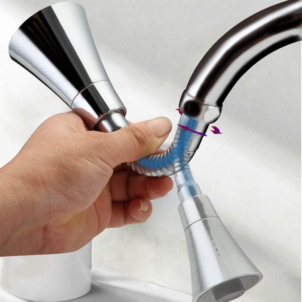 ARQIVO® 360 Degree ABS Plastic Tap Aerator Saving Sprayer Head Water Swivel Faucet Extender Rotatable Bubbler 2 Modes for Bathroom Kitchen (Long) 4