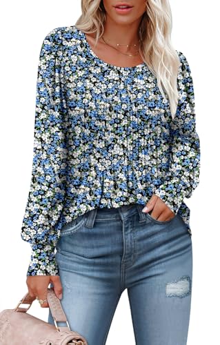 BETTE BOUTIK Long Sleeve Shirts for Women Fall Tops Dressy Blouses Crewneck Tunic Tops for Leggings S-3XL