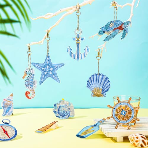 Image of HASTHIP 12 Pcs 5D Diamond Painting Keychain Kit