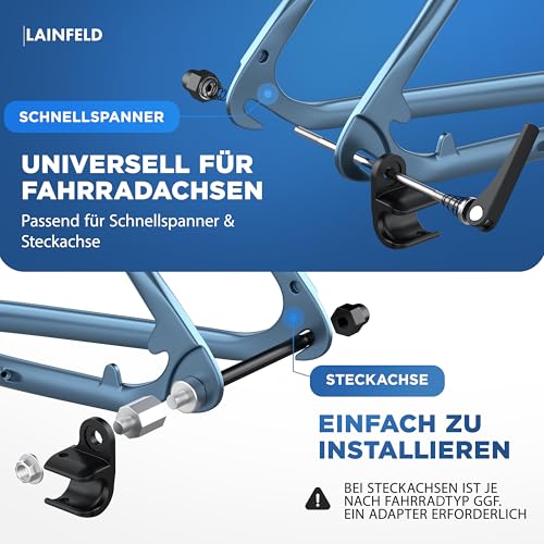LAINFELD Anhängerkupplung für Thule Chariot & Coaster | Fahrradanhänger Kupplung mit Sicherheitspin | Einfache und schnelle Montage am Fahrrad