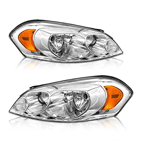 AXLAHA 2006-2013 Chevy Impala Headlights Assembly for 2014-2015 Chevy Impala Limited / 2006-2007 Chevy Monte Carlo Chrome Housing Amber Reflector Replacement Driver and Passenger Side